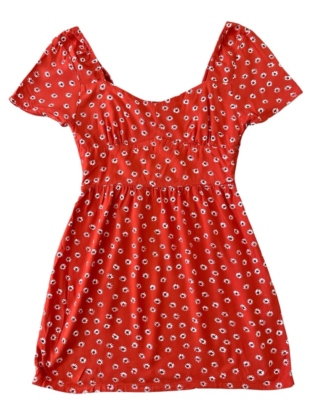 RVCA "Fenced" Floral Mini Dress - Red/White - Size Medium